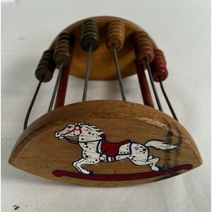 Vintage 1940s Holgate Wood Rocking Horse Abacus Toy Educational Collectible